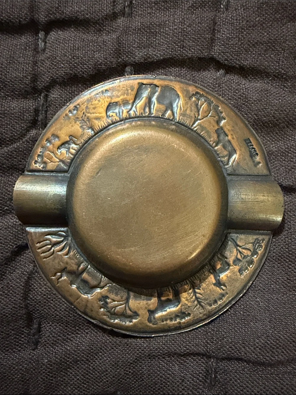 Copper Antique Safari Motif Ashtray